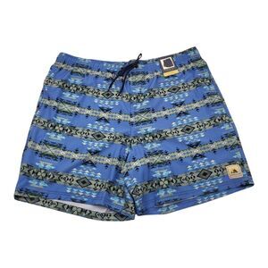 Pendleton Mens Blue Aztec Print 7" Swim Trunks Built In Liner Sz XL
